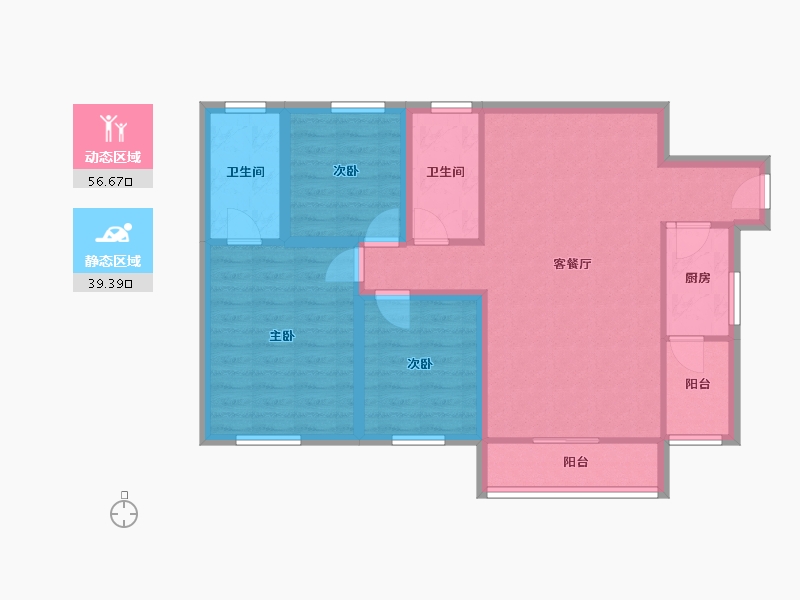 广东省-深圳市-大冲城市花园-85.66-户型库-动静分区