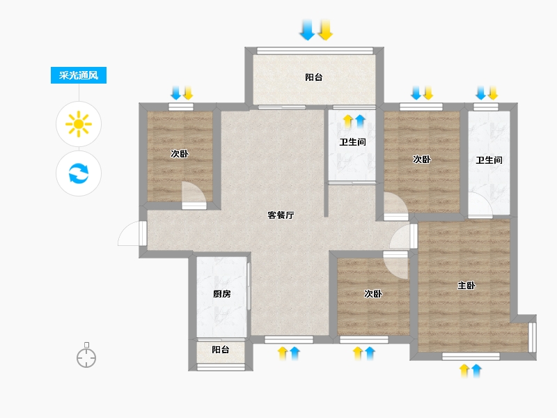 广东省-深圳市-和成世纪名园-82.72-户型库-采光通风