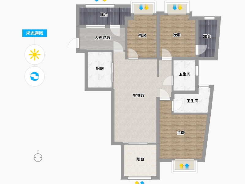 广东省-深圳市-君逸世家花园-92.95-户型库-采光通风