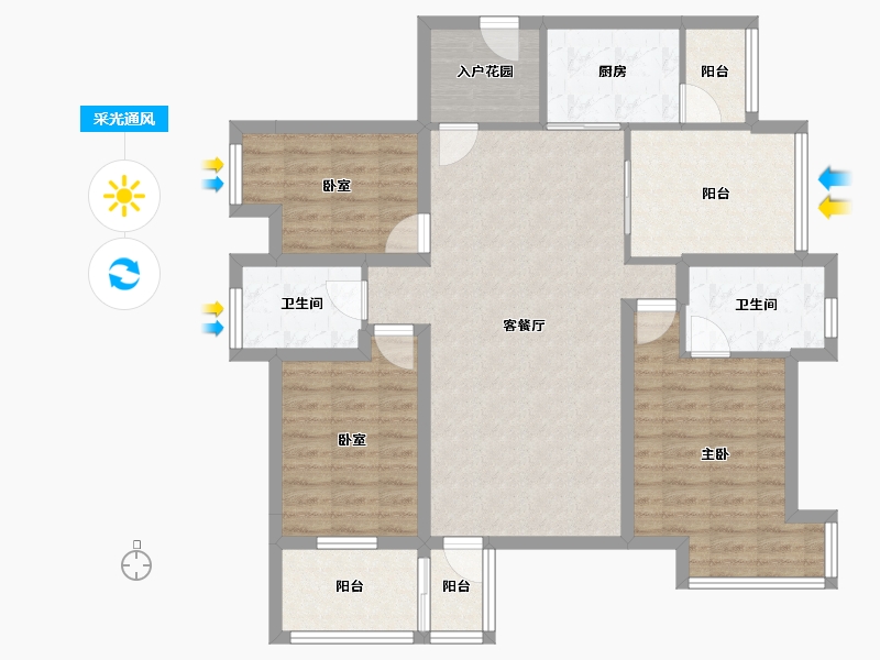 广东省-深圳市-和成世纪名园-104.09-户型库-采光通风