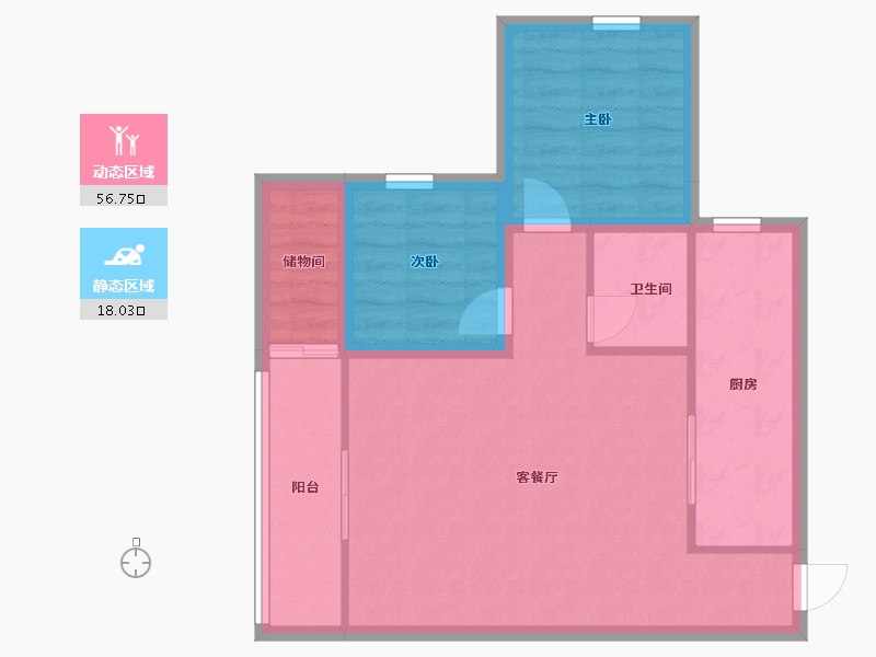 广东省-深圳市-缤纷年华-66.83-户型库-动静分区