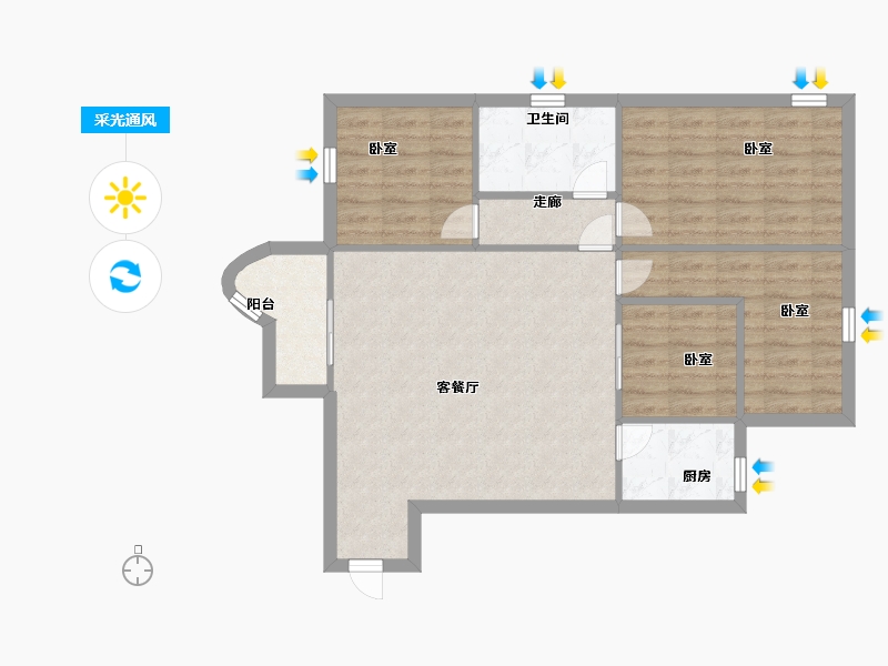 广东省-深圳市-东方海雅居-80.00-户型库-采光通风