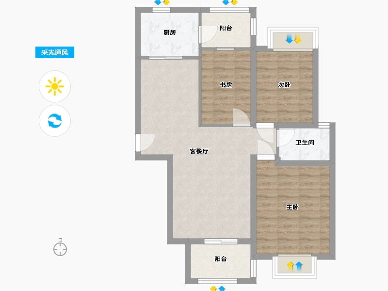 广东省-深圳市-万富人家一期（天欣花园一期）-74.56-户型库-采光通风