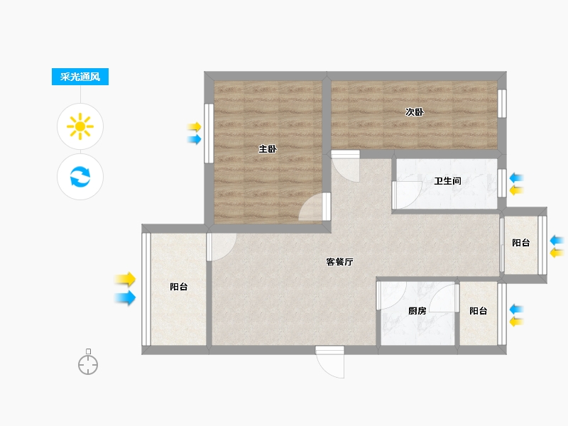 广东省-深圳市-香林玫瑰花园-62.72-户型库-采光通风