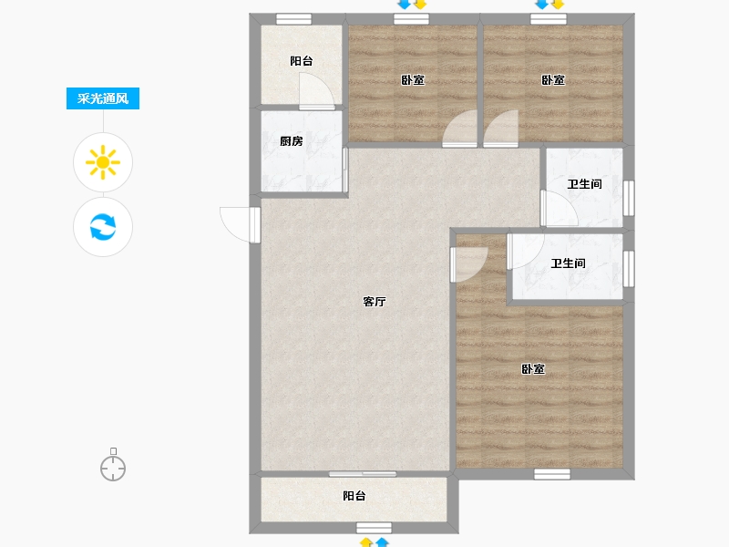 广东省-深圳市-万裕椰风海岸-81.30-户型库-采光通风