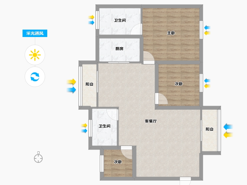 广东省-深圳市-愉康花园-85.53-户型库-采光通风