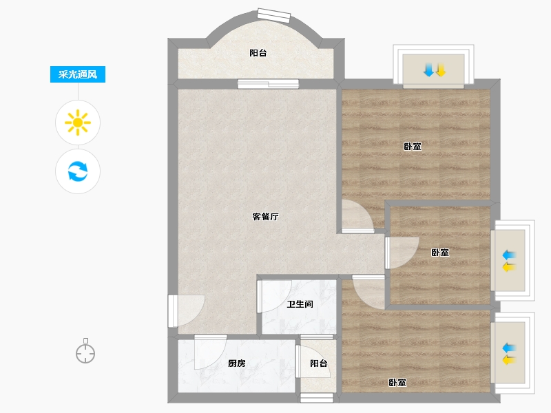 广东省-深圳市-南景苑大厦-58.65-户型库-采光通风