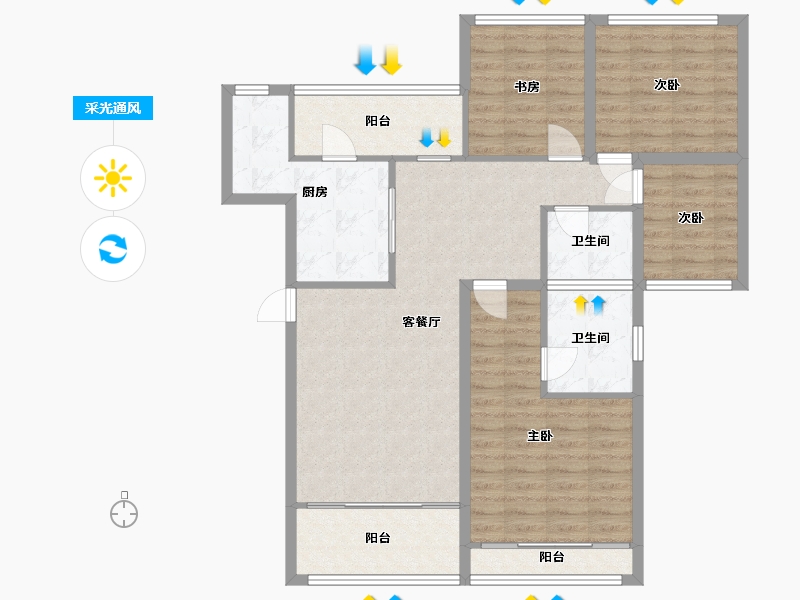 广东省-深圳市-香林玫瑰花园-104.31-户型库-采光通风