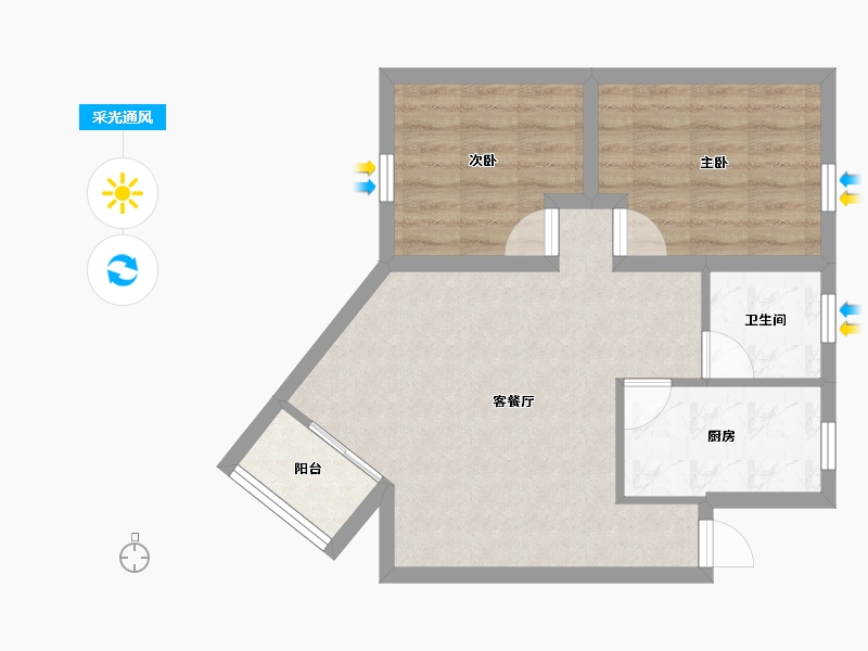 广东省-深圳市-荔枝苑-57.90-户型库-采光通风