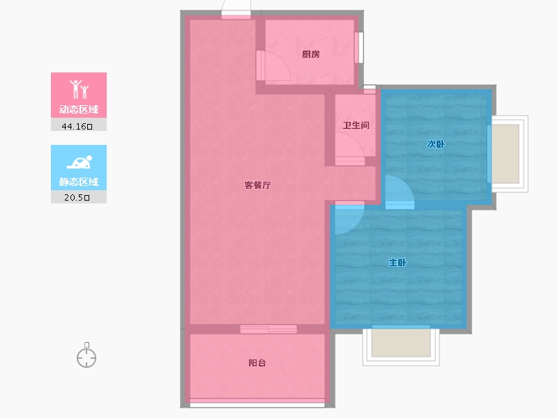 广东省-深圳市-富通蟠龙居-56.81-户型库-动静分区