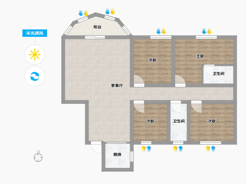 广东省-深圳市-雅然居花园-90.59-户型库-采光通风