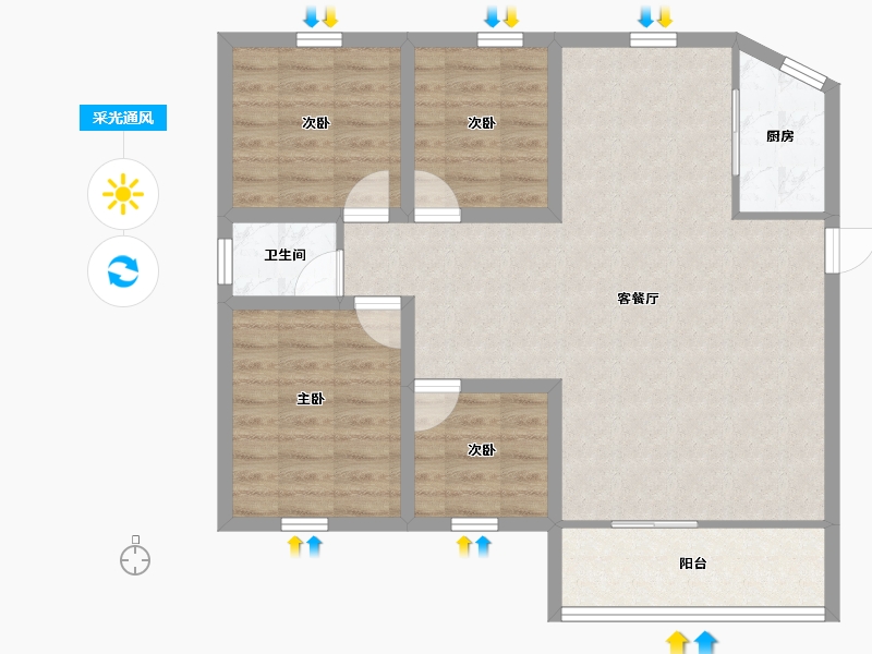 广东省-深圳市-星海名城(三期)-85.63-户型库-采光通风