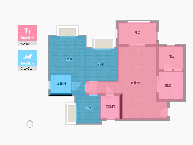 四川省-南充市-鸿通白马之光-74.03-户型库-动静分区