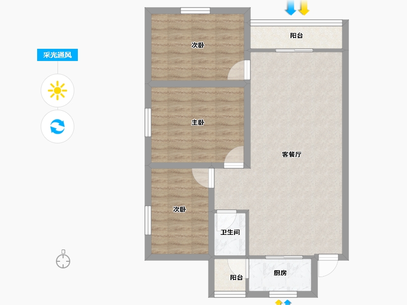 广东省-深圳市-和成世纪名园-74.62-户型库-采光通风