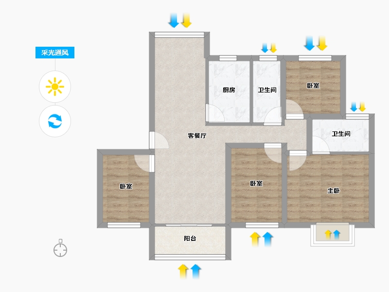 广东省-深圳市-桃源居12区（桃源居）-76.61-户型库-采光通风