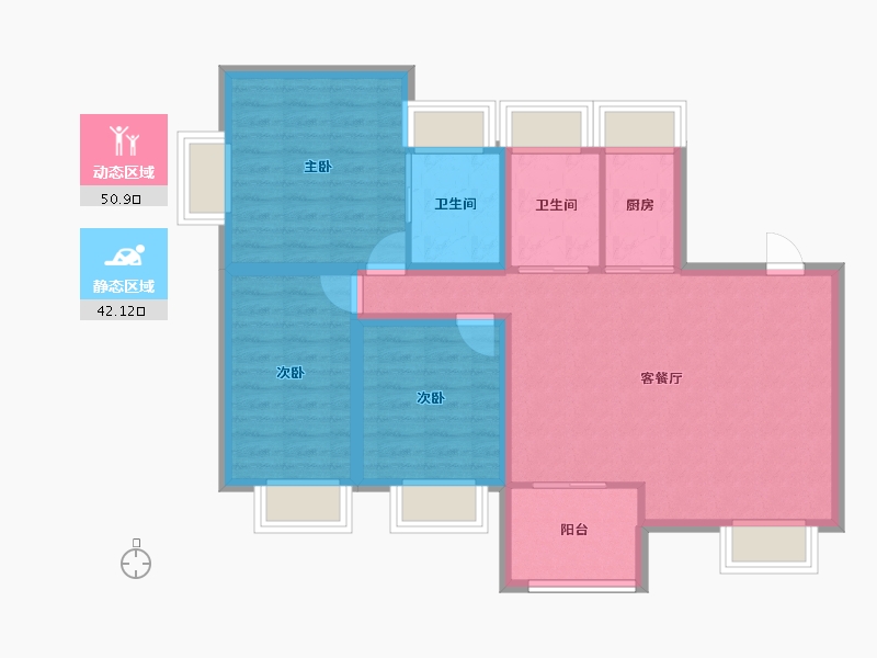 广东省-深圳市-港湾丽都-83.30-户型库-动静分区