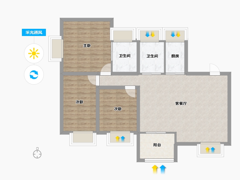 广东省-深圳市-港湾丽都-83.30-户型库-采光通风