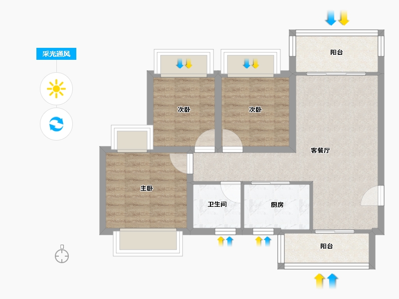 广东省-深圳市-联美新天地华府-63.26-户型库-采光通风