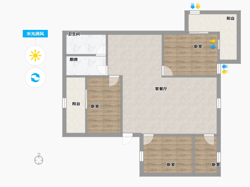 广东省-深圳市-开屏花园-80.00-户型库-采光通风