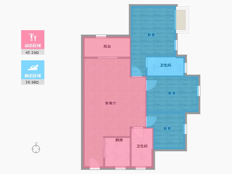 广东省-深圳市-桑泰水木丹华园-74.82-户型库-动静分区