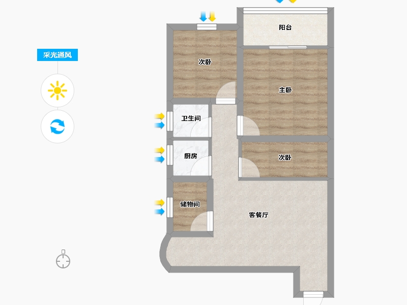 广东省-深圳市-嘉华花园西区-57.52-户型库-采光通风