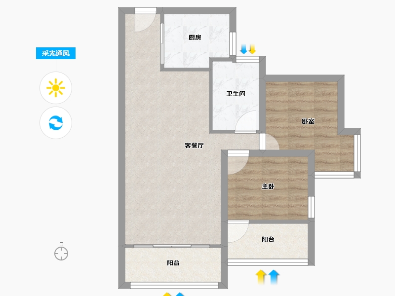 广东省-深圳市-远洋新天地花园（一期）-59.19-户型库-采光通风