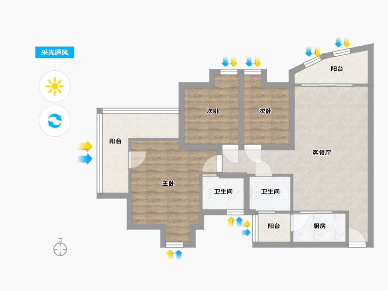 广东省-深圳市-信义假日名城(五期)-74.13-户型库-采光通风