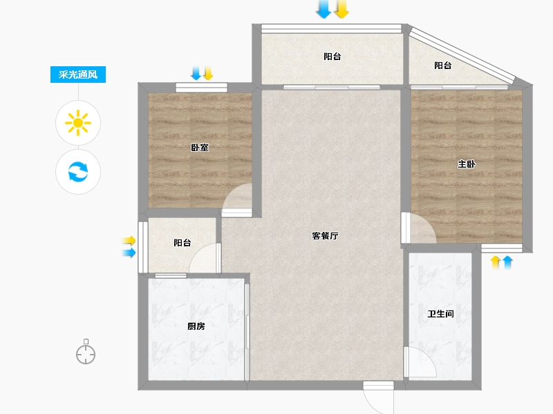 广东省-深圳市-左庭右院(北区)-70.37-户型库-采光通风