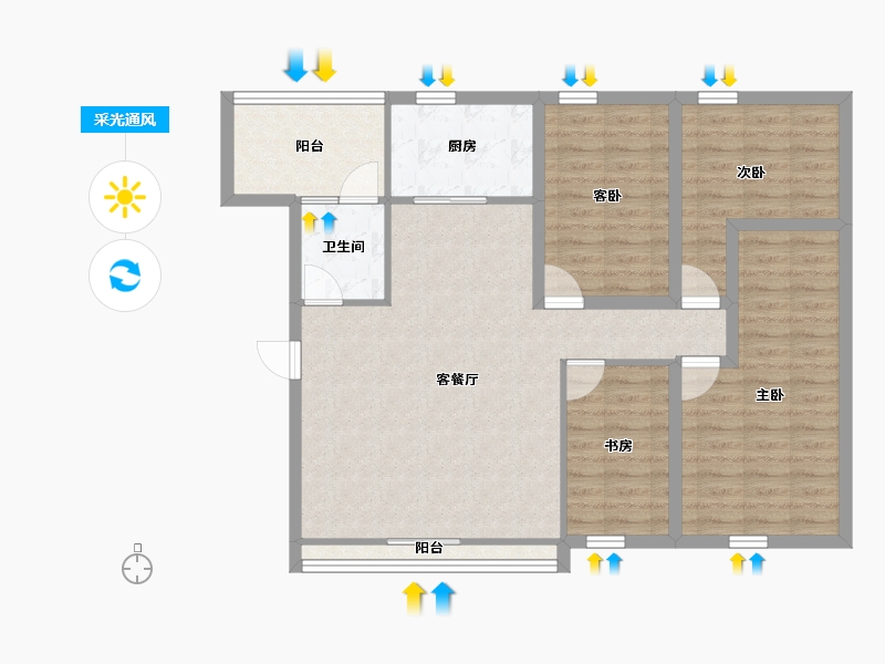 广东省-深圳市-海文花园-96.88-户型库-采光通风