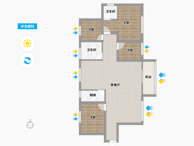 广东省-深圳市-圣源华庭-88.65-户型库-采光通风