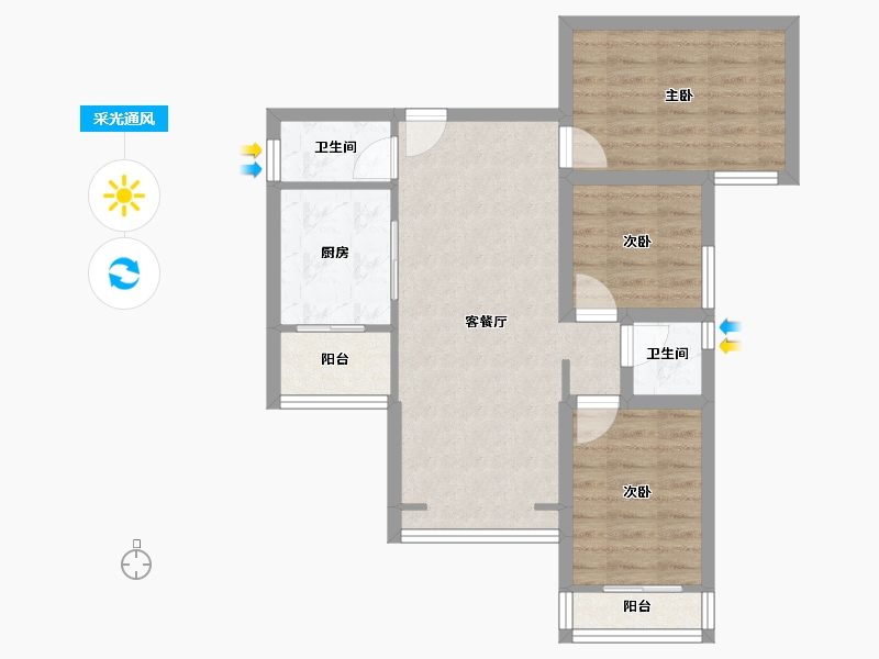 广东省-深圳市-凤凰雅居-65.94-户型库-采光通风