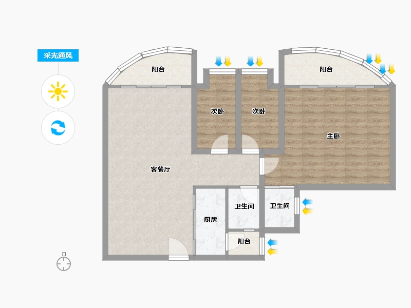 广东省-深圳市-阳光带海滨城(二期)-87.00-户型库-采光通风