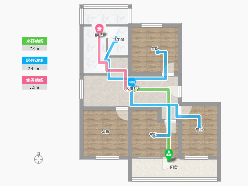 海南省-海口市-龙屋小区(龙华)-68.35-户型库-动静线