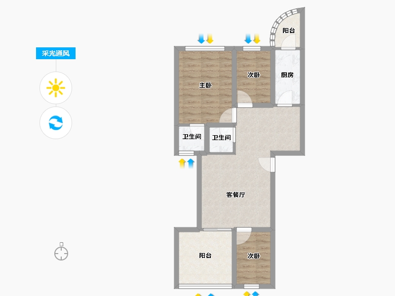 广东省-深圳市-祥祺花园-61.78-户型库-采光通风