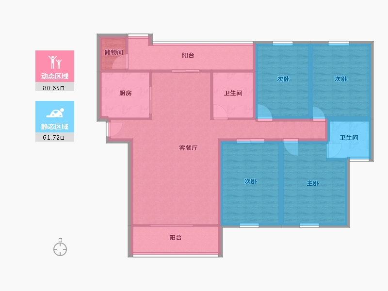 广东省-深圳市-卓越浅水湾-127.82-户型库-动静分区