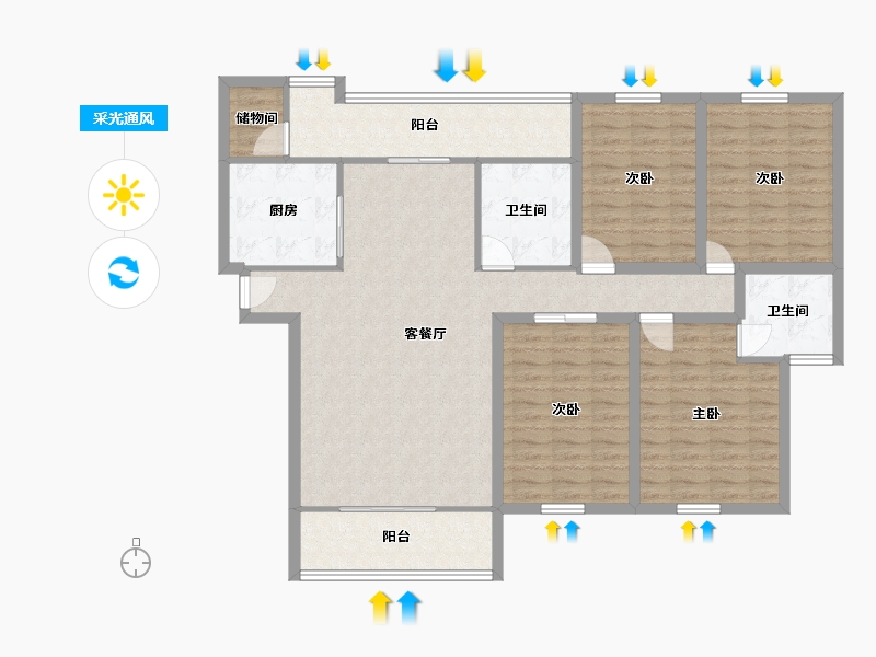 广东省-深圳市-卓越浅水湾-127.82-户型库-采光通风