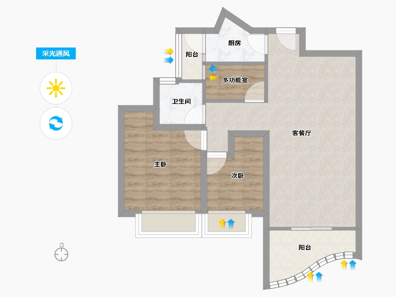 广东省-深圳市-金泓凯旋城-61.69-户型库-采光通风