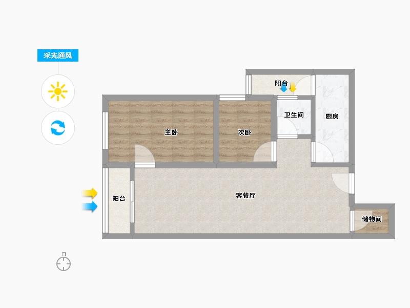 广东省-深圳市-沙河世纪假日广场-66.40-户型库-采光通风