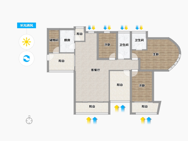 广东省-深圳市-金泓凯旋城-122.83-户型库-采光通风