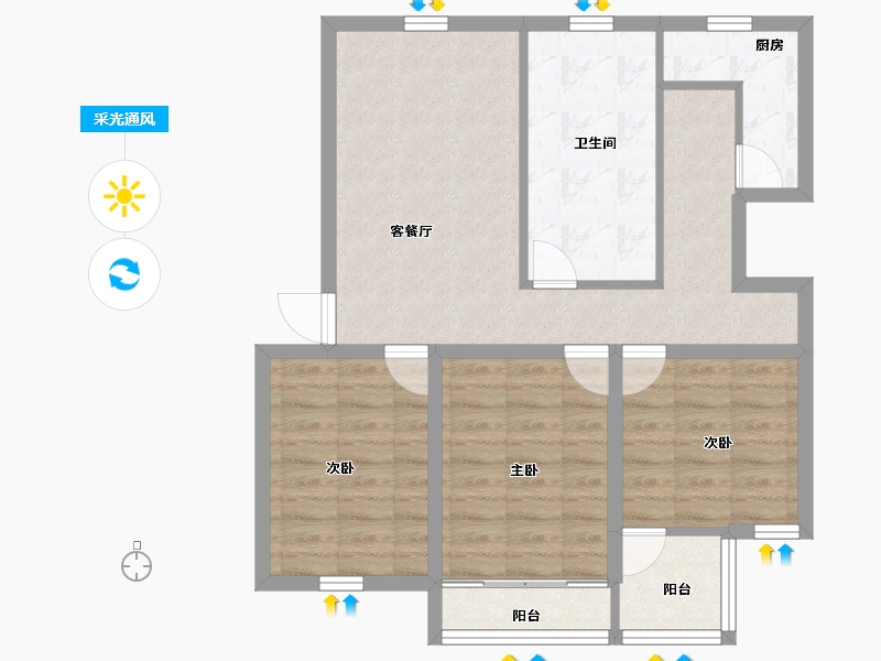 广东省-深圳市-南油生活区(A区)-75.84-户型库-采光通风