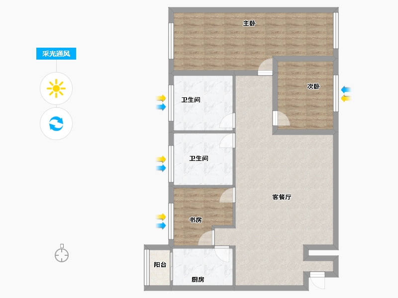 广东省-深圳市-百仕达花园(一期)-93.00-户型库-采光通风