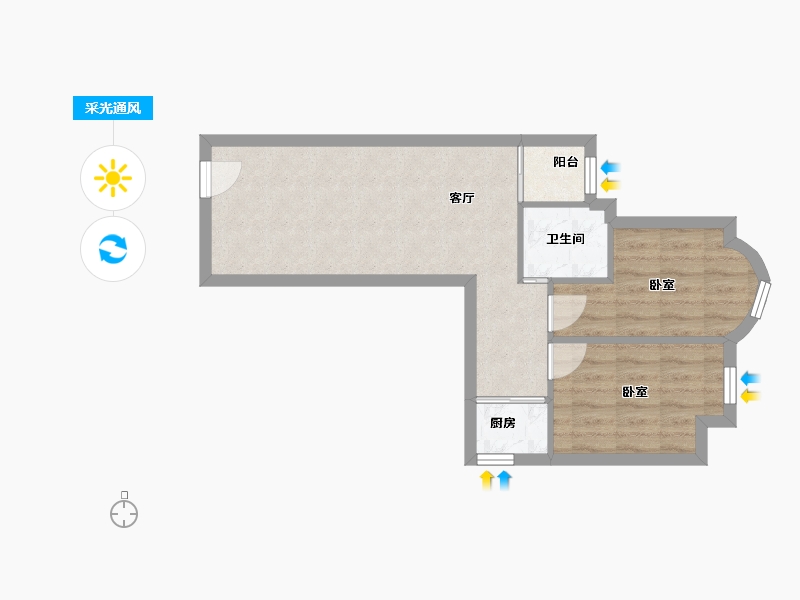 湖北省-黄冈市-凯悦华庭-46.49-户型库-采光通风