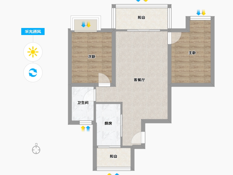 广东省-深圳市-华侨城四海云亭-58.84-户型库-采光通风