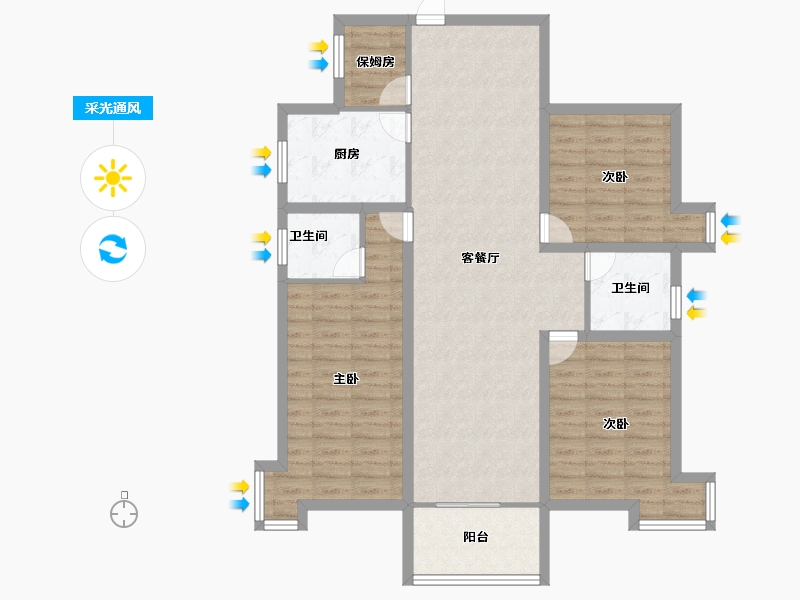 广东省-深圳市-海怡东方花园-104.64-户型库-采光通风