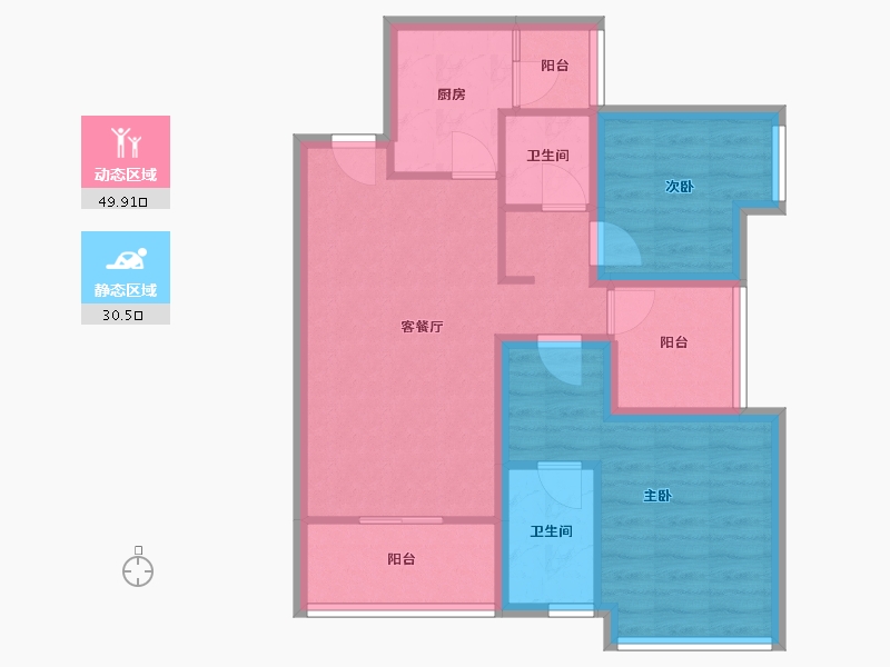 广东省-深圳市-润科华府-70.89-户型库-动静分区