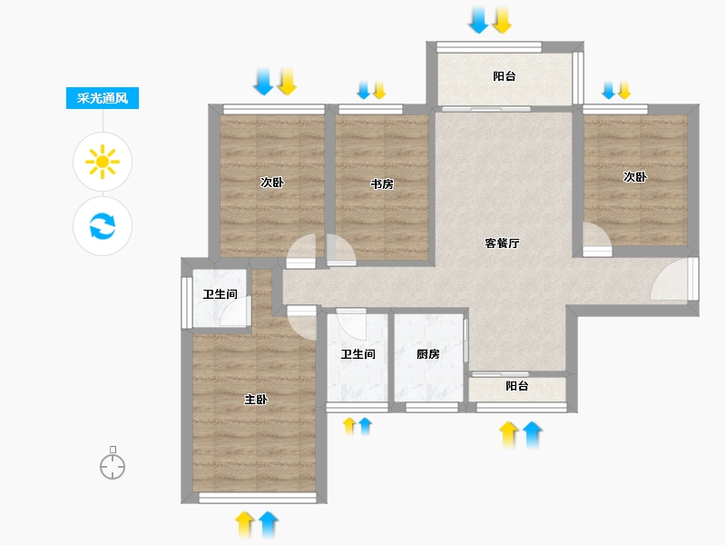 广东省-深圳市-万科翰邻城-70.87-户型库-采光通风