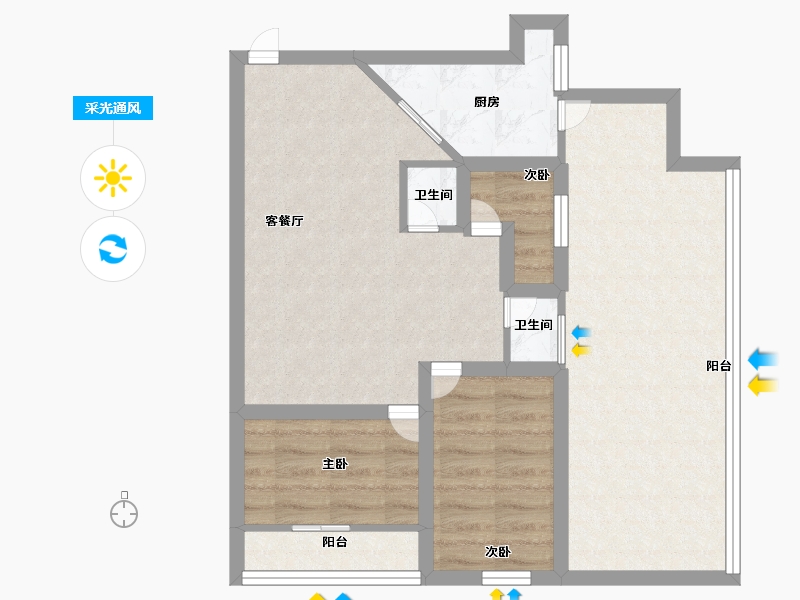 广东省-深圳市-欧景城-67.20-户型库-采光通风