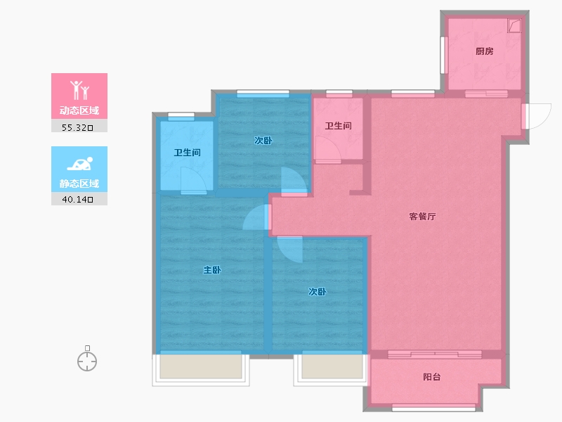 河南省-三门峡市-黄河花园-94.78-户型库-动静分区