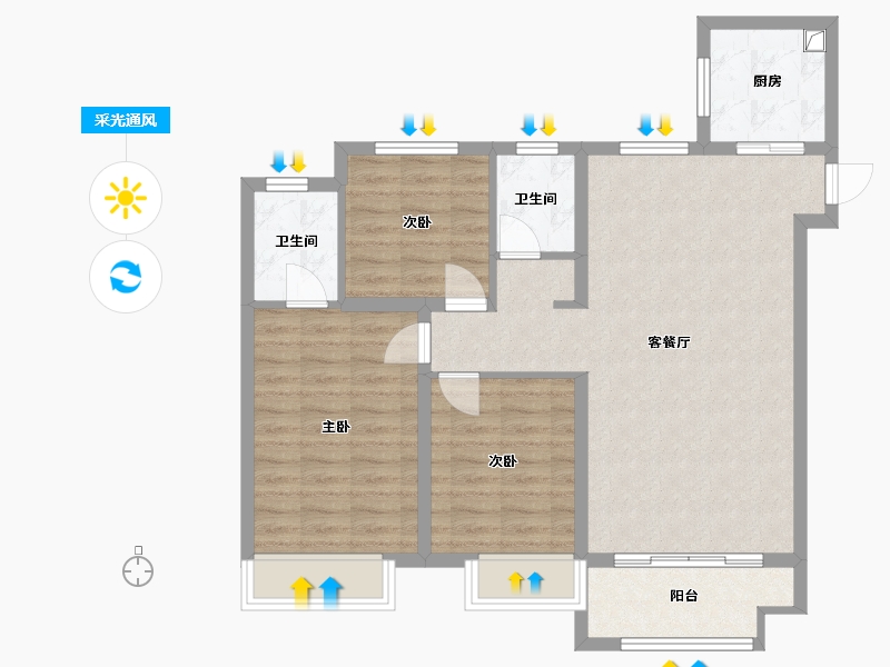 河南省-三门峡市-黄河花园-94.78-户型库-采光通风