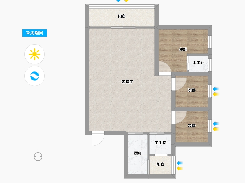 广东省-深圳市-鸿洲新都-57.92-户型库-采光通风